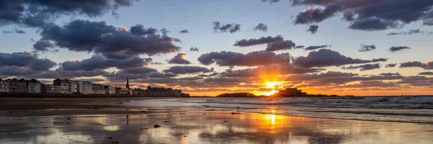 saint Malo sillon plage mer coucher de soleil