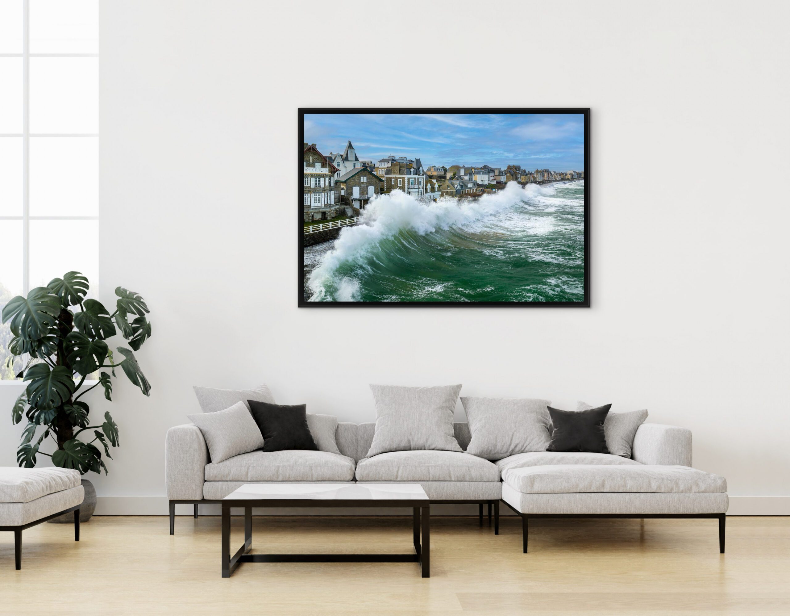 Mockup, vague, mer, sillon, Saint-Malo, Bretagne