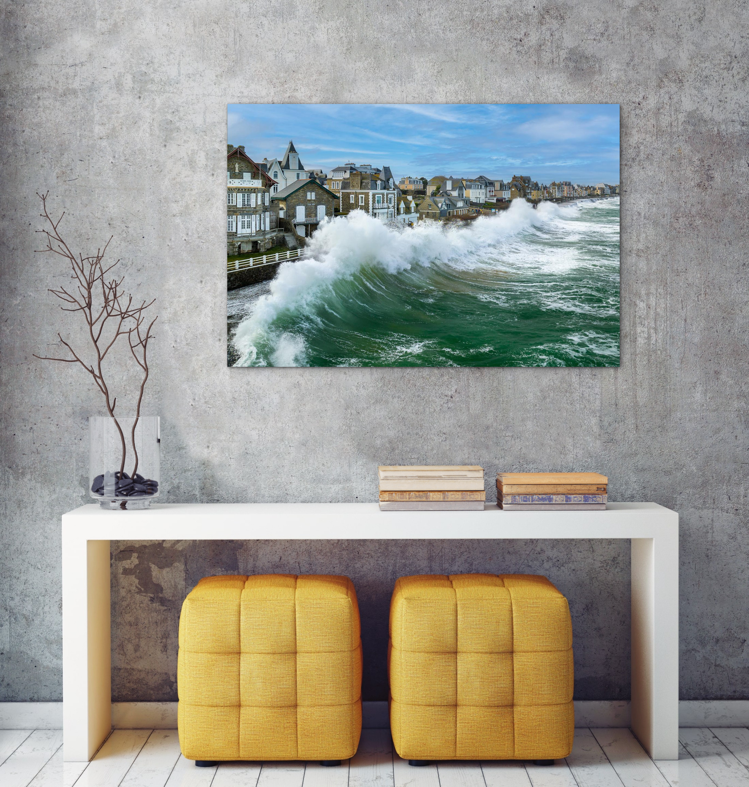 Mockup, vague, mer, sillon, Saint-Malo, Bretagne